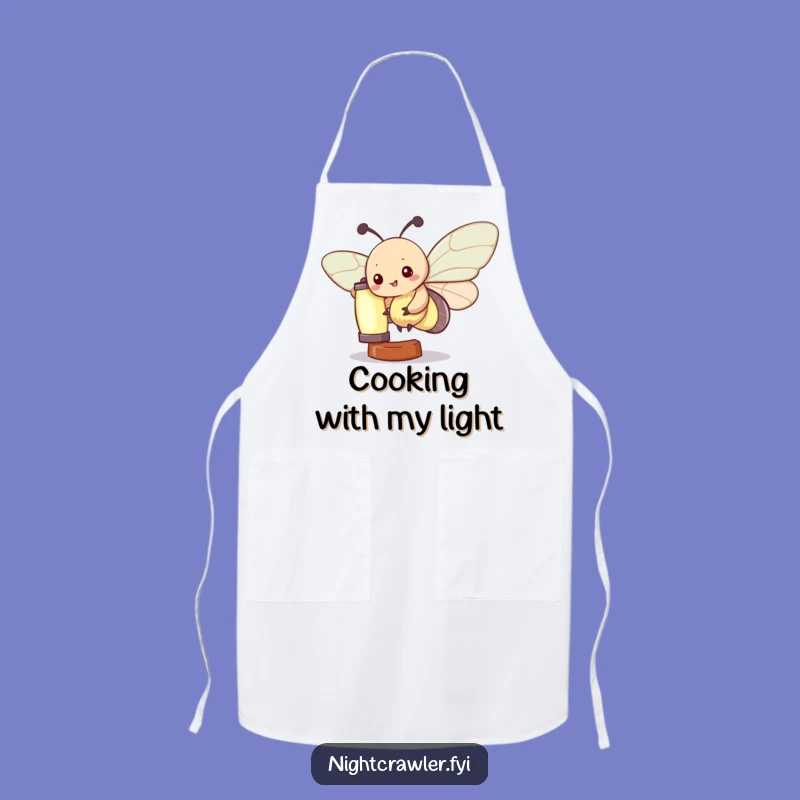 Funny Kawaii Moth Apron: Kitchen Whimsy with Glowing Lantern - Hilarious Cook Gift