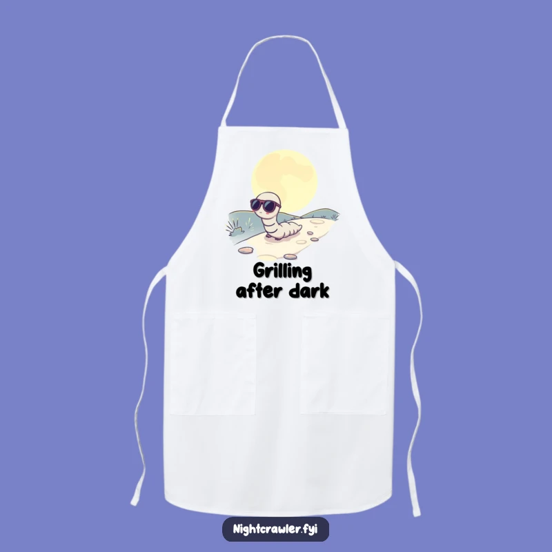 Funny Moonlit Worm Apron: Chef's Cool Vibe, Night Cooking Fun, Chef's Funny Gift
