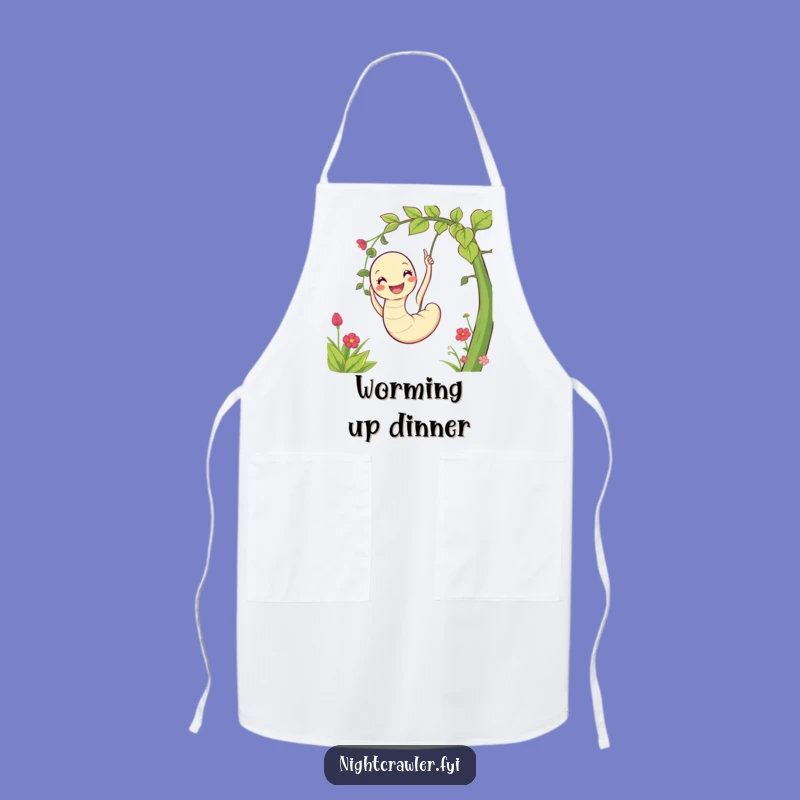 Funny Worm Apron: Garden Swinging Chef Character, Kitchen Humor Gift