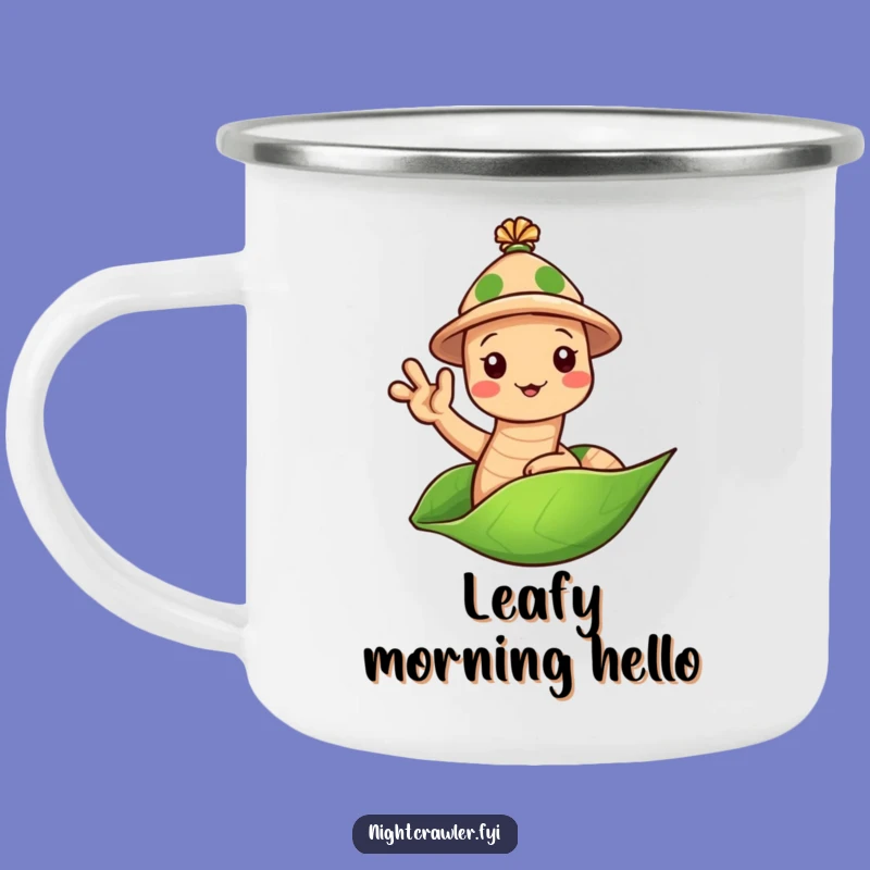 Funny Earthworm Hat Camping Mug: Waving Worm Outdoors, Perfect Camp & Gift