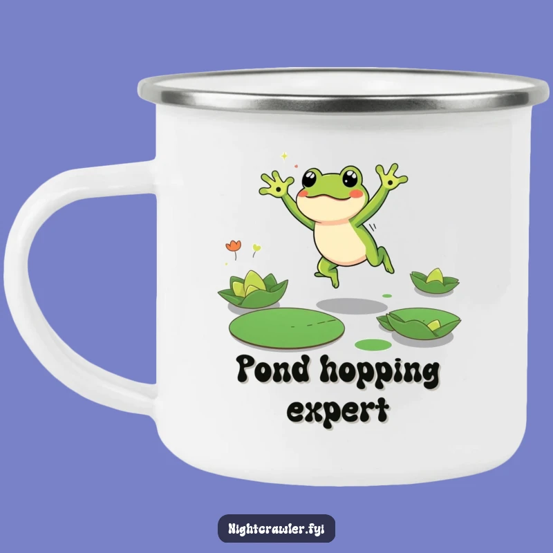 Funny Frog Camping Mug: Outdoor Leaping Character, Dark Lily Pad Adventure, Perfect Funny Gift