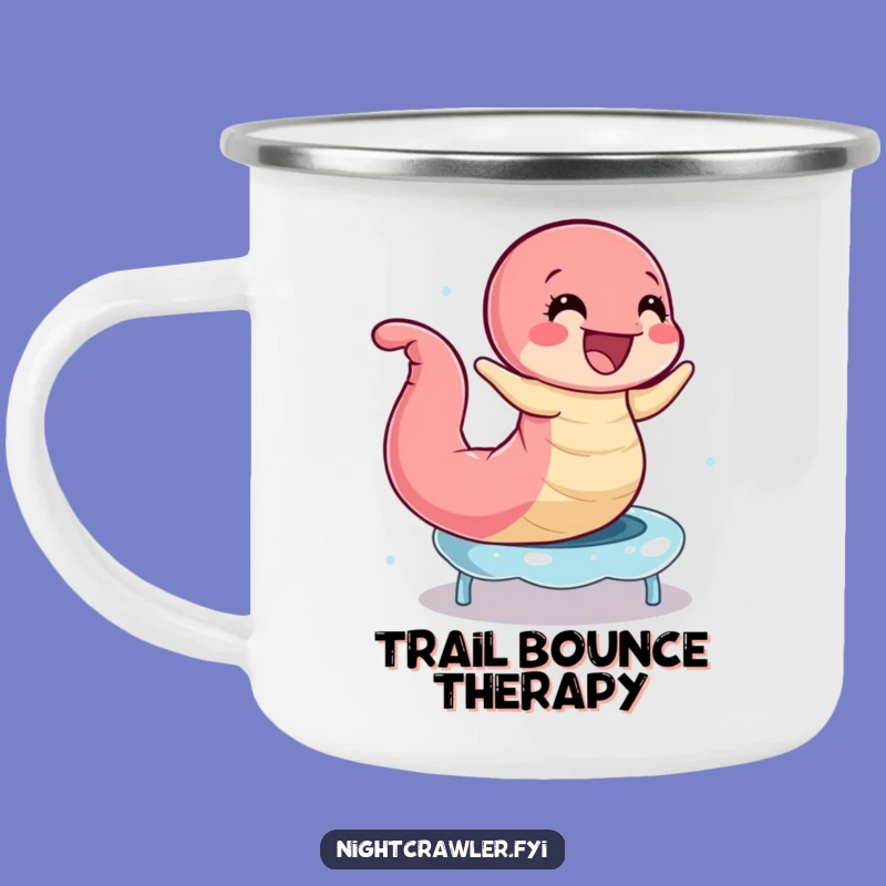 Funny Earthworm Trampoline Camping Mug: Bouncing Worm Outdoors, Perfect Camp & Gift