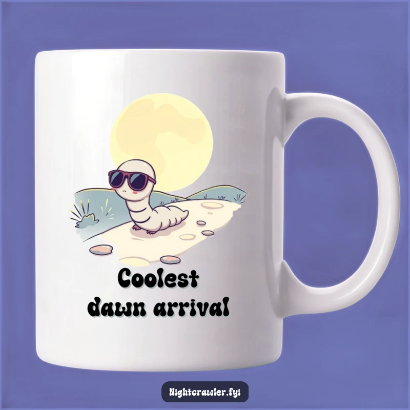 Funny Moonlit Worm Mug: Cool Sunglasses Vibe, Relaxed Journey, Perfect Funny Gift