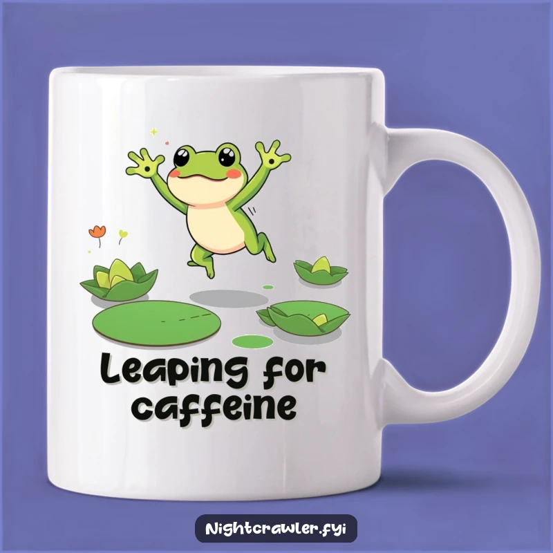 Funny Frog Mug: Energetic Leaping Character, Dark Lily Pad Fun, Perfect Funny Gift