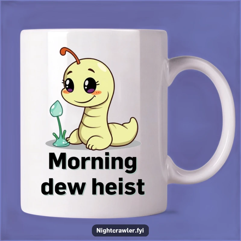 Funny Worm Stealing Dewdrop Mug: Mischievous Character Gift