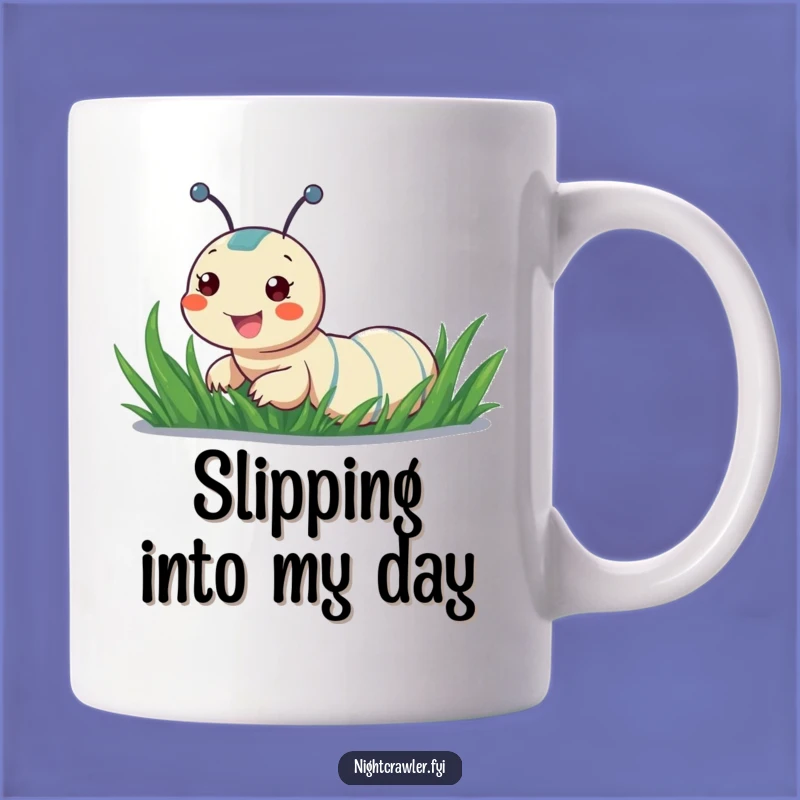 Funny Cheerful Night Crawler Grass Slider Mug: Joyful Mornings Start Here