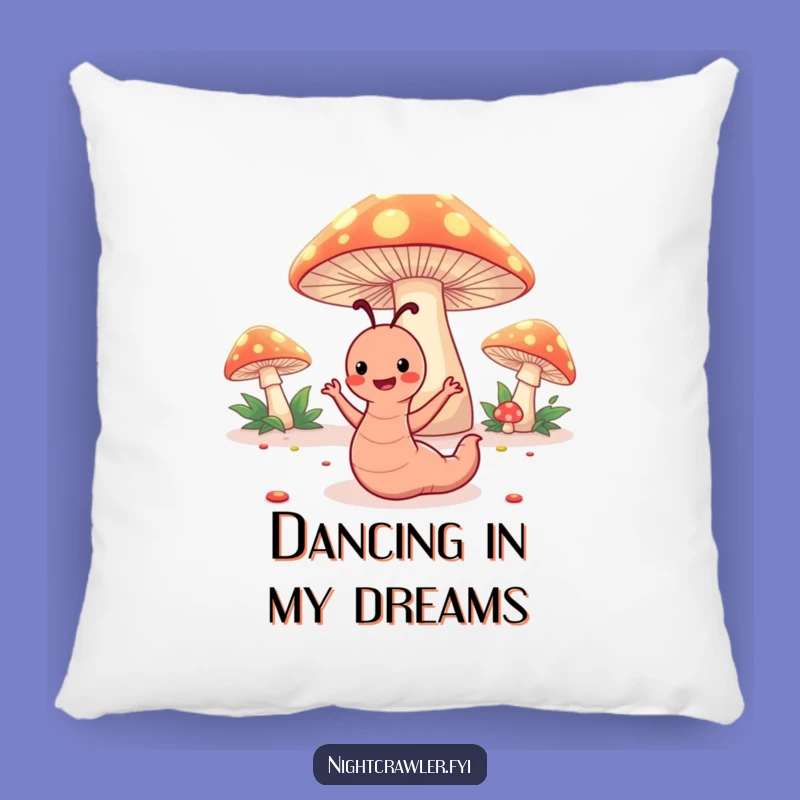Funny Worm Dance Pillow: Happy Toadstool Comfort
