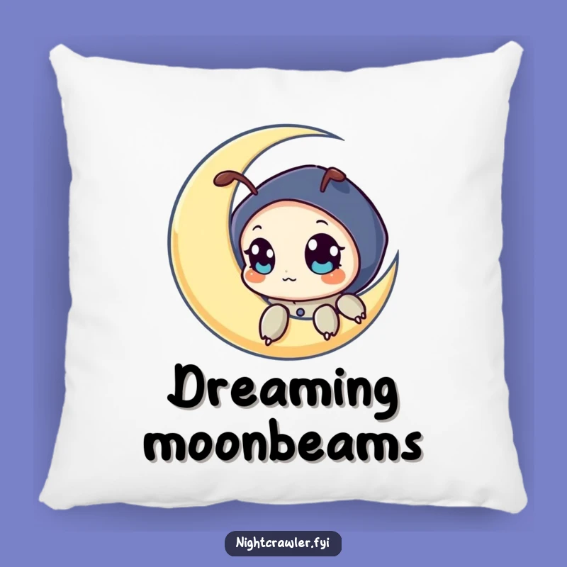 Funny Night Crawler Moon Pillow: Cozy & Curious Home Decor Gift