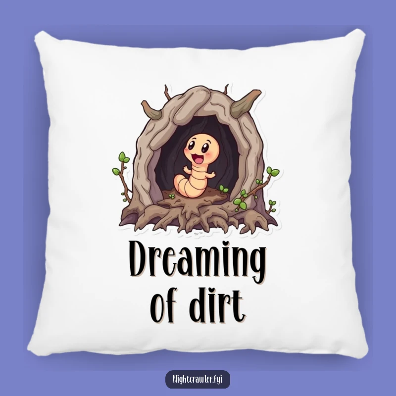 Funny Worm Explorer Pillow - Cozy Worm's Root Cave Adventure Comfort