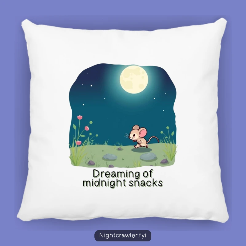 Funny Moonlit Mouse Pillow: Cozy Nocturnal Charm