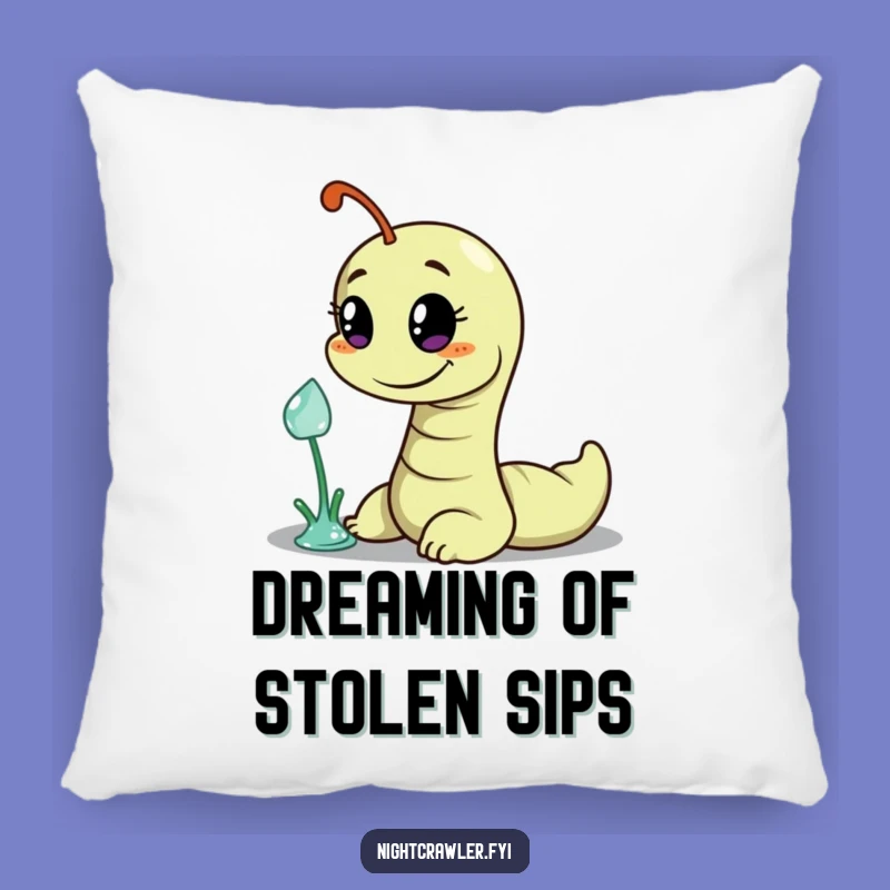 Funny Worm Dewdrop Heist Pillow: Cozy Comfort with a Mischievous Grin