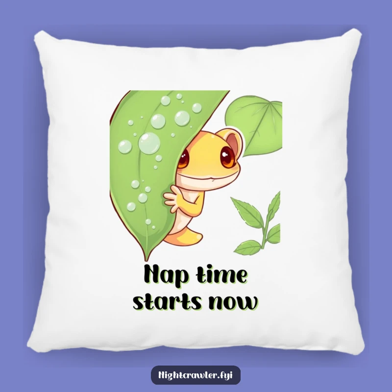 Funny Shy Gecko Pillow: Cozy Peeking Character, Dewy Leaf Comfort, Perfect Funny Gift