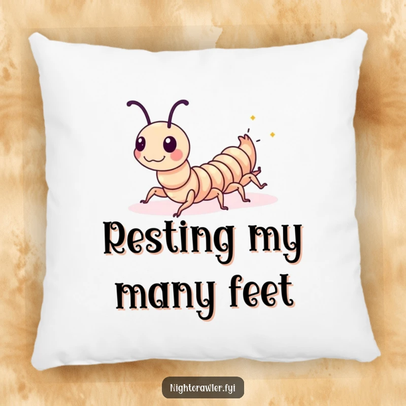 Funny Centipede Pillow: A playful centipede with tiny glowing spots performs a synchronized wiggle, adding humor and softness.