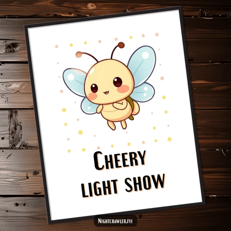 Funny Digital Art: Playful firefly character blinking its light in a cheerful pattern, offering instant cheer and bright decoration.