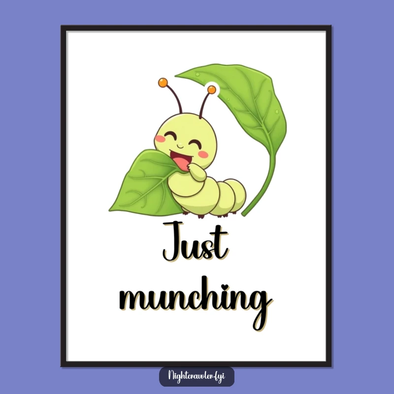 Funny Caterpillar Digital Art: Instant Cheerful Munching Decor