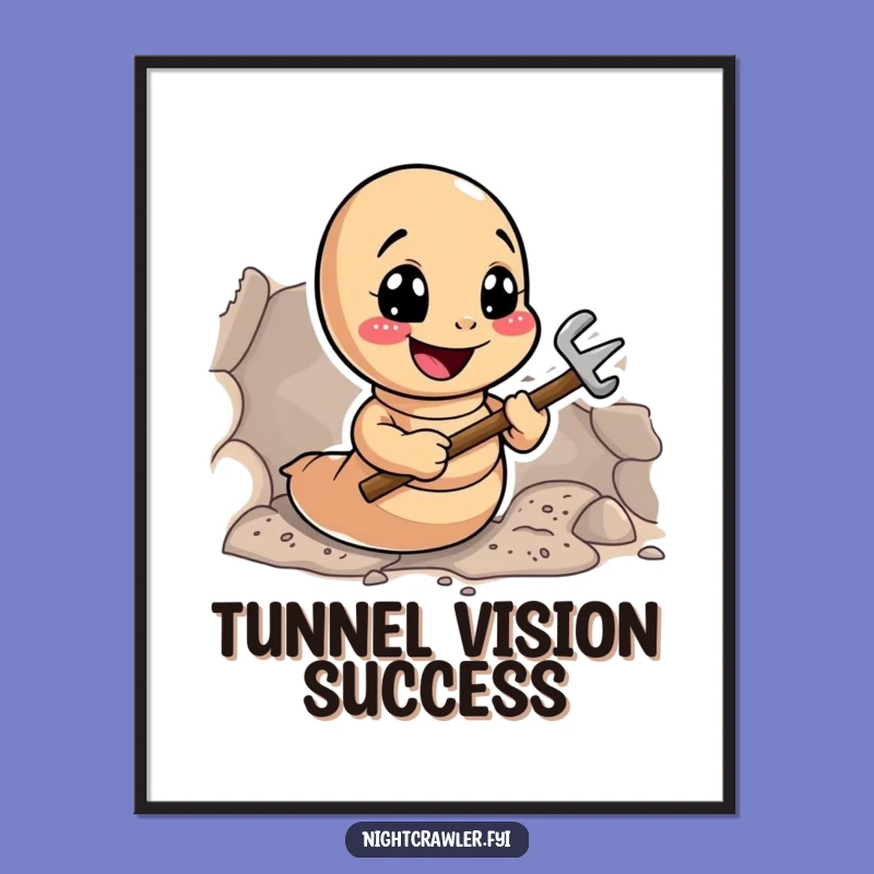 Funny Earthworm Digger Digital Print: Tunneling Worm Art, Perfect Decor & Gift