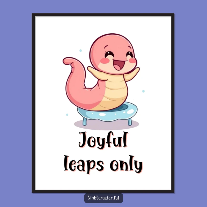 Funny Earthworm Trampoline Digital Print: Bouncing Worm Art, Perfect Decor & Gift