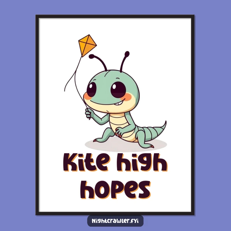 Funny Kite Flying Night Crawler Digital Art: Goofy Dreamer Wall Decor