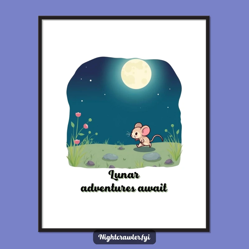 Funny Moonlit Mouse Digital Art: Instant Nighttime Magic