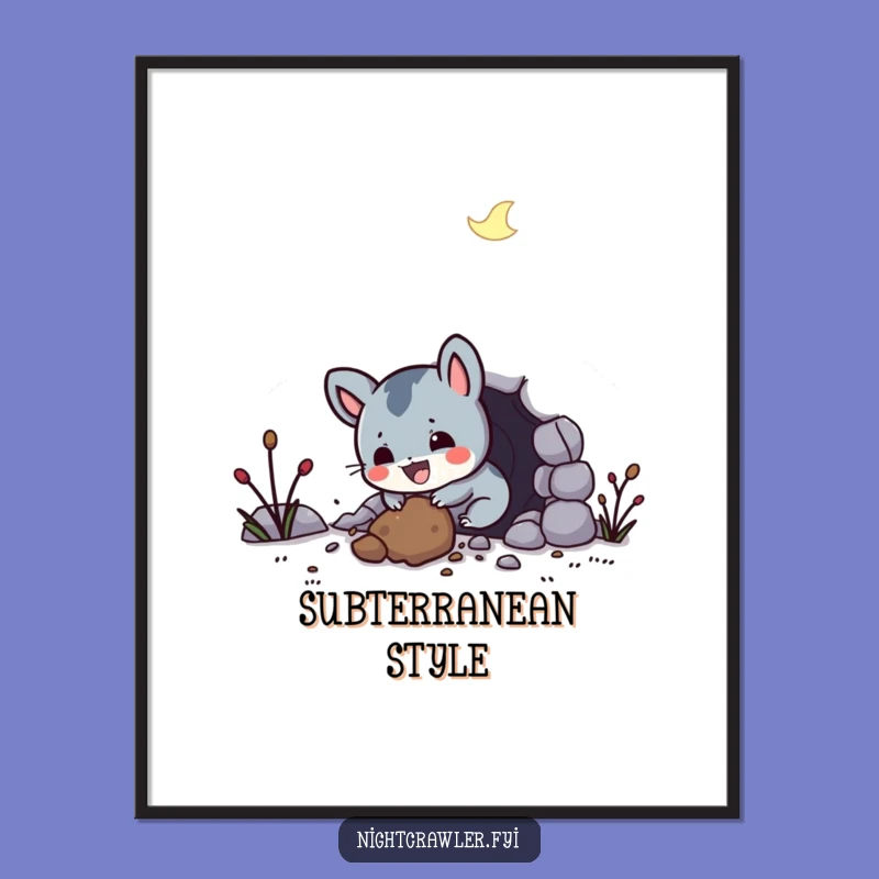 Funny Night Creature Digital Art - Joyful Digging Art & Hilarious Gift Idea