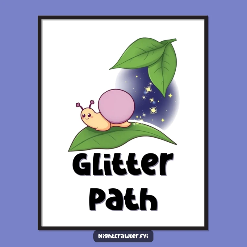 Funny Snail Sparkle Digital Art, Whimsical Character Print for Instant Magic