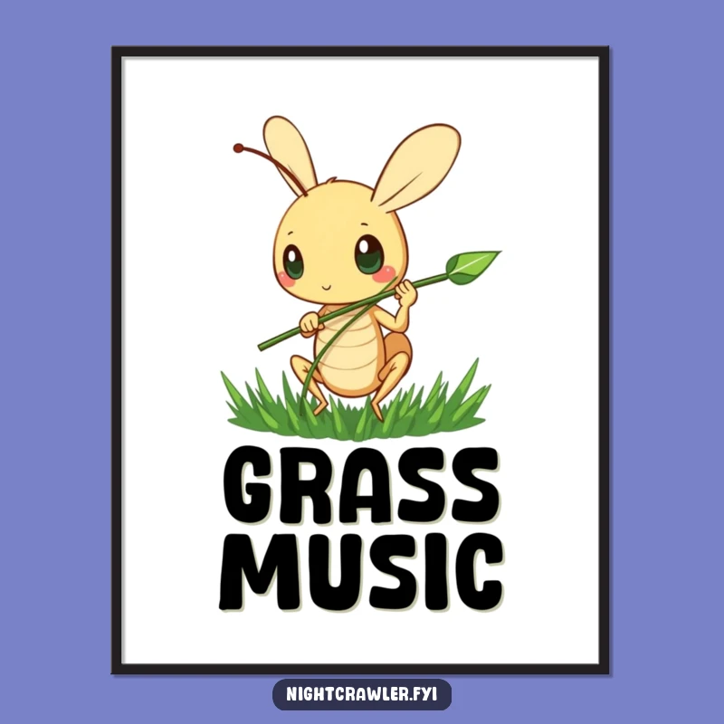 Funny Cricket Serenade Digital Print: Happy Musician Art, Instant Funny Gift