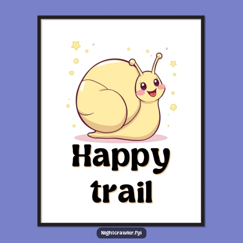 Funny Kawaii Snail Digital Art - Shimmering Giggle Trail Decor
