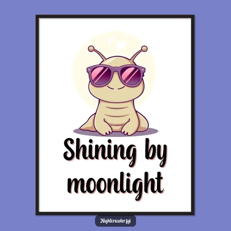 Funny Moonlight Slug Digital Art: Hilarious, Cool Vibes for Your Walls, Instant Gift