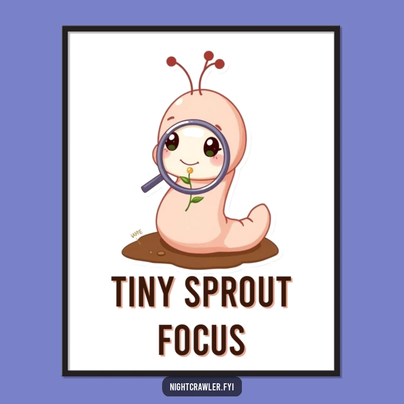Funny Worm Magnifying Digital Art: Cute Sprout Examine