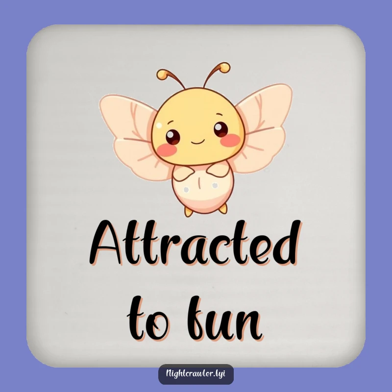 Funny Happy Moth Coaster: Protect Surfaces with Light, Unique Gift!