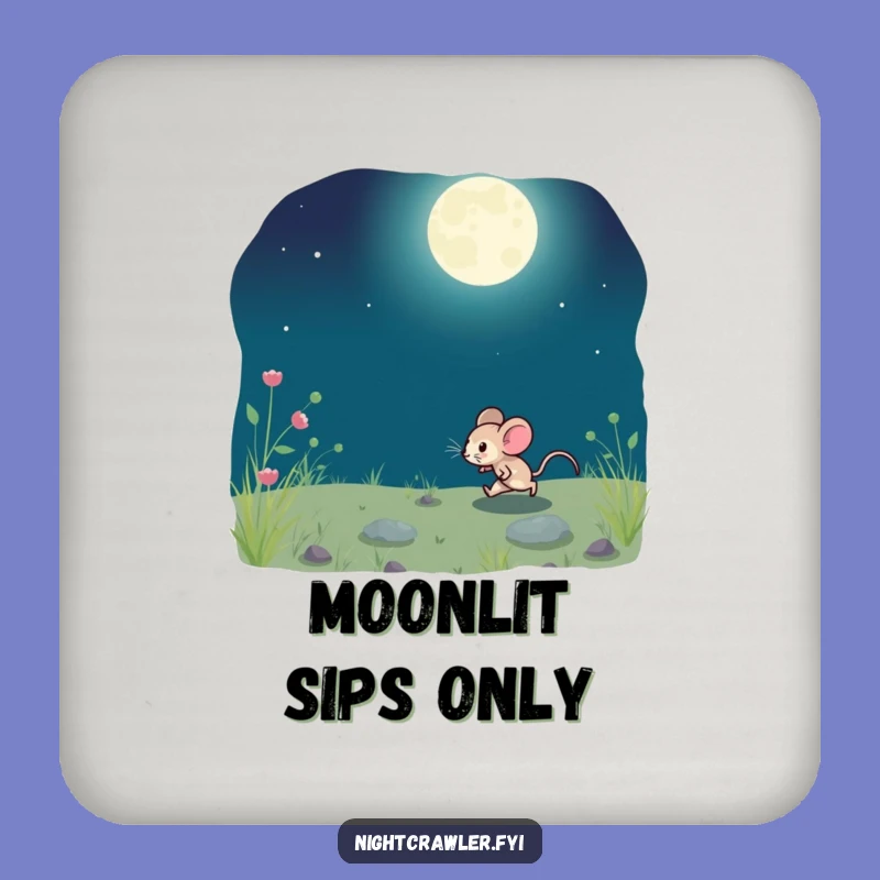 Funny Moonlit Mouse Coasters: Protect Surfaces with Nighttime Fun