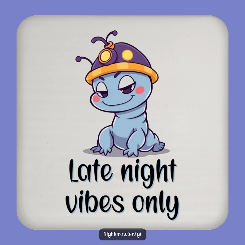 Funny Night Crawler Drink Coaster with Glowing Hat - Mischievous Character Protector, Quirky Funny Gift