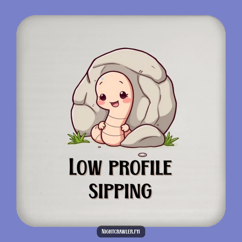 Funny Shy Earthworm Pebble Coaster: Protect Surfaces with Sweetness