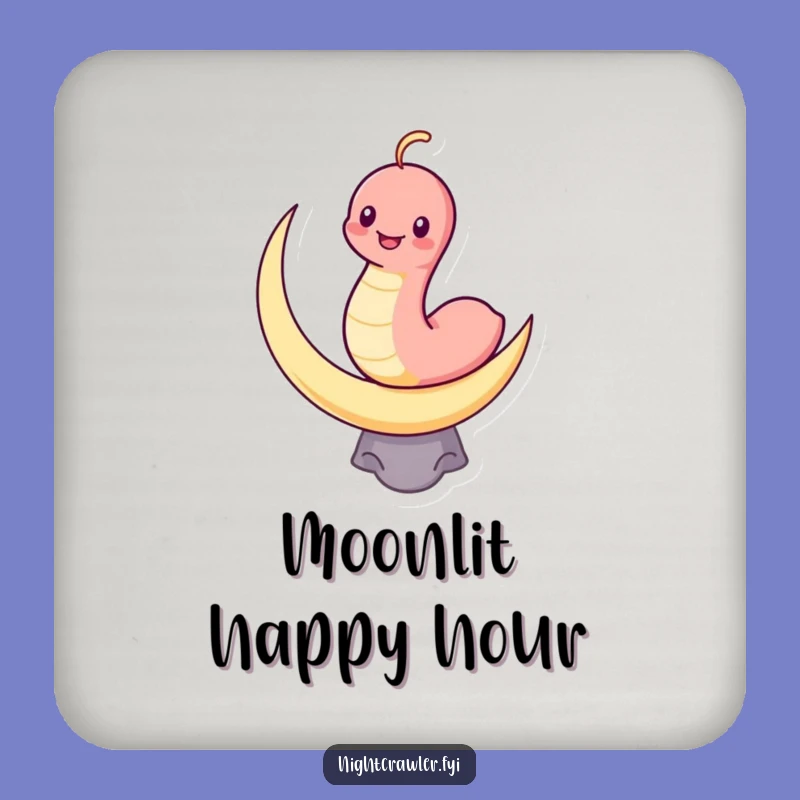 Funny Kawaii Worm Coaster: Grinning on Moon Guest Gift