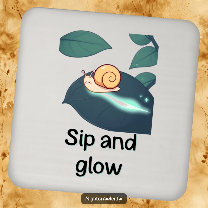 Funny Snail Coasters: A set of 4 featuring a happy snail's phosphorescent trail, adding humor and protection to tabletops.