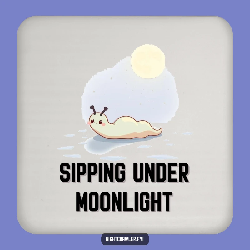 Funny Moonlit Slug Coaster: Cute Character's Surface, a Magical Funny Gift.