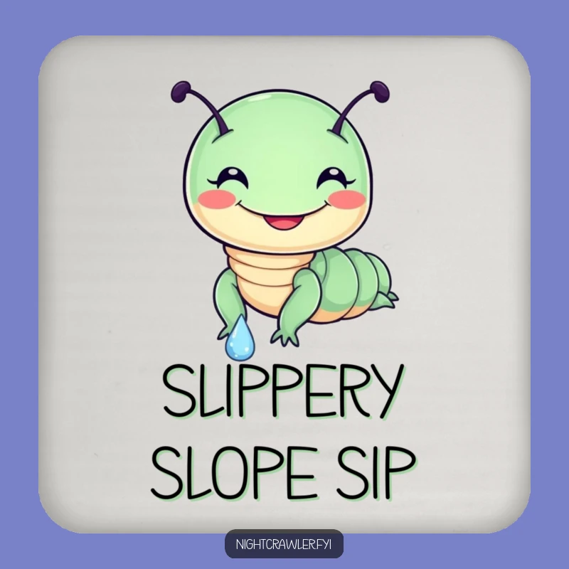 Funny Night Crawler Dewdrop Slide Coaster: Cheerful Character Drink Protection
