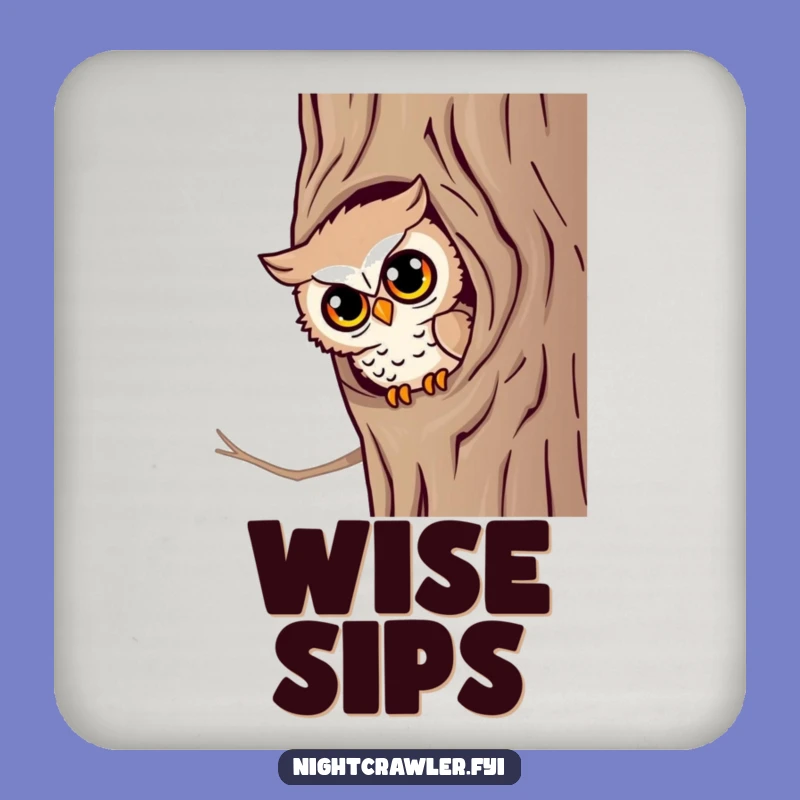 Funny Owl Gaze Coaster: Curious Peek, Protects Surfaces with Wisdom, Funny Gift