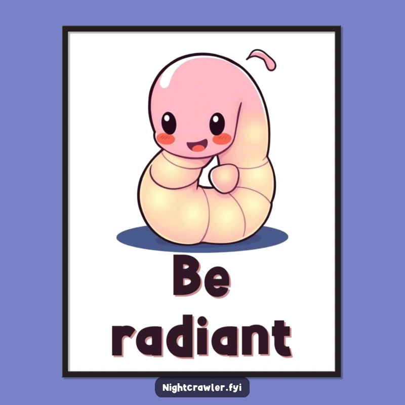 Funny Glowing Worm Poster: Bioluminescent Art, Mysterious Glow, Unique Funny Gift