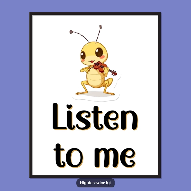 Funny Cricket Violin Poster: Decorate Your Space with Musical Art