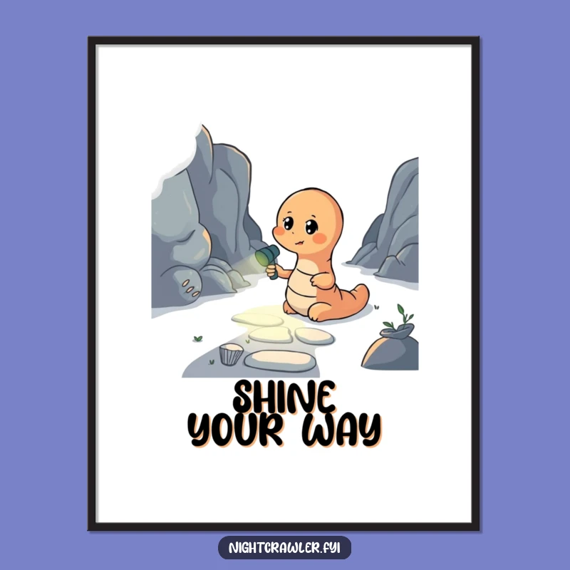 Funny Earthworm Flashlight Path Poster: Illuminate Your Space with Hope