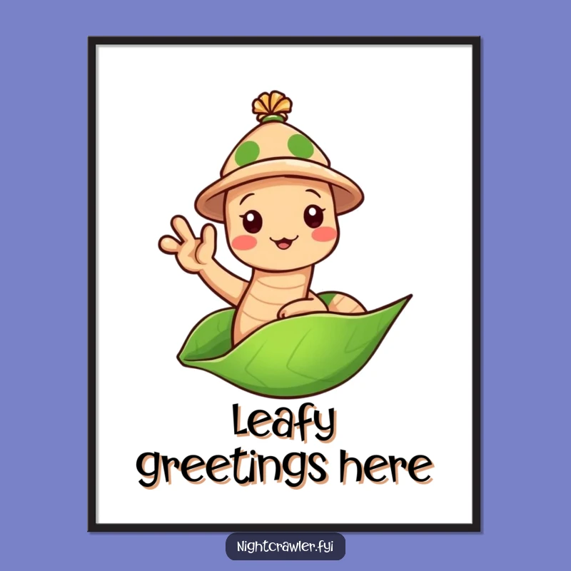 Funny Earthworm Hat Poster: Waving Worm Art, Perfect Decor & Gift