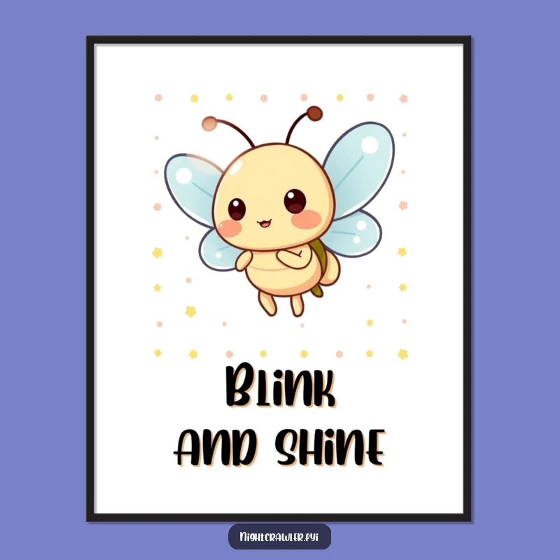 Funny Firefly Light Art Print, Cheerful Character Wall Decor for Bright Spaces