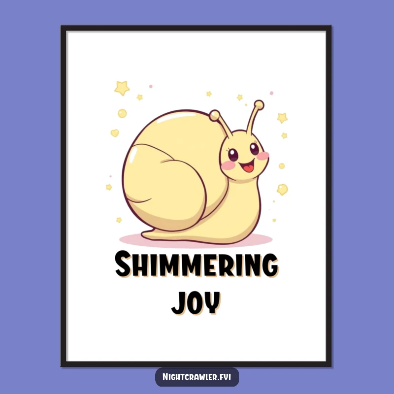 Funny Kawaii Snail Poster - Shimmering Giggle Trail Art
