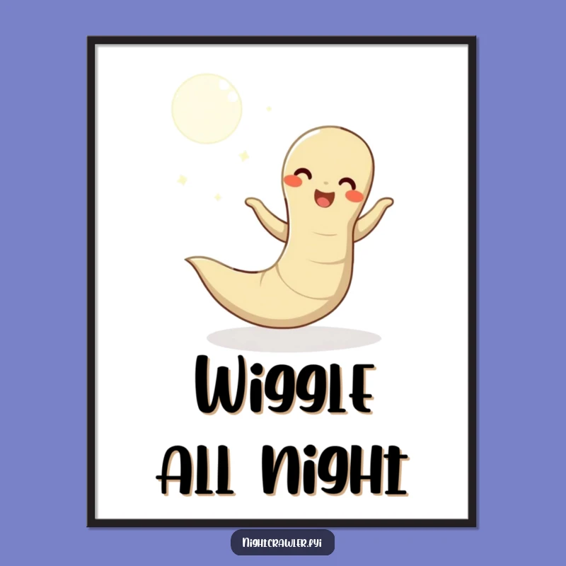 Funny Moonlit Dance Earthworm Poster: Bring Enchantment to Your Walls