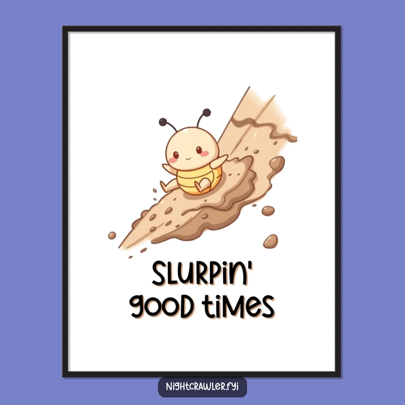 Funny Muddy Buggy Slide Poster: Gleeful Character Wall Art, Gift