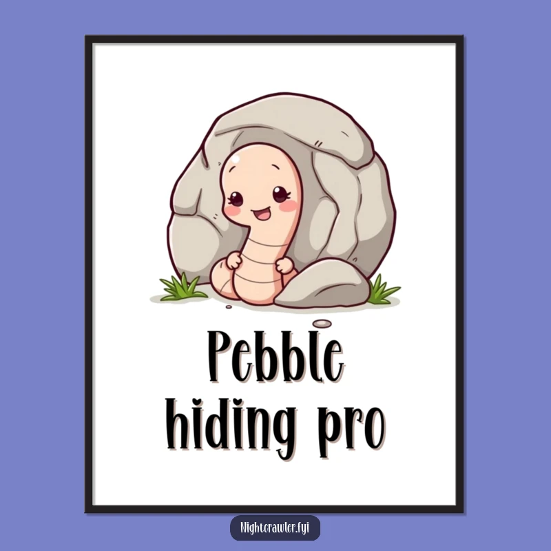 Funny Shy Earthworm Pebble Poster: Add Gentle Humor to Your Walls