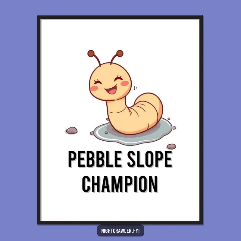 Funny Worm Sliding Pebble Poster: Joyful Art for Your Wall