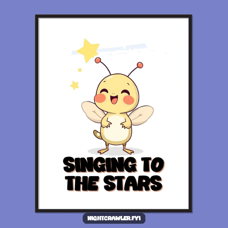 Funny Cricket Chirp Poster: Cheerful Starry Night Art
