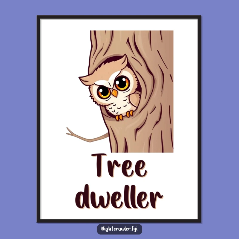 Funny Owl Curiosity Poster: Charming Character Art, Perfect Funny Gift for Any Room